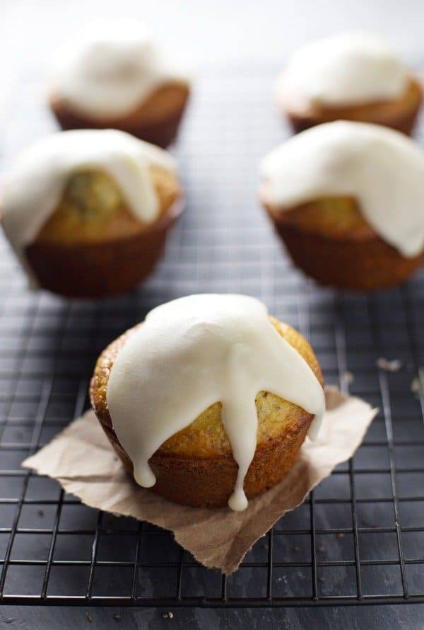 Lemon muffins with glaze.
