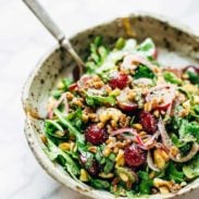 A picture of Arugula Salad with Grapes and Black Pepper Vinaigrette
