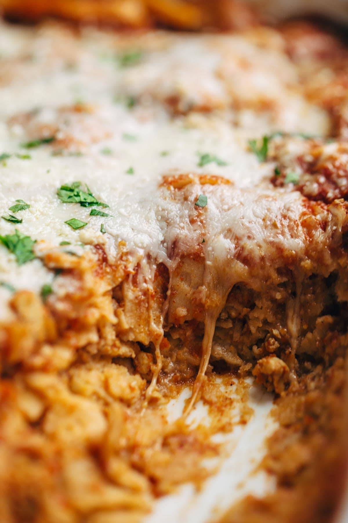 Sofritas casserole close up.